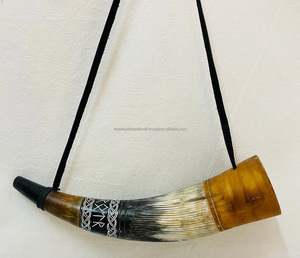 Corne soufflante de buffle artisanale indienne de meilleure qualité avec logo personnalisé acceptable pour les Vikings corne soufflante polie authentique - Product Image 1