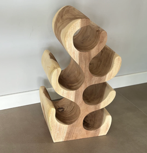 Élégant Porte-Bouteilles en Bois Massif Fait Main Écologique pour 6 Bouteilles, Type Autonome, Support Bouchons, Cinq Niveaux de Rangement Multifonctionnel - Product Image 5