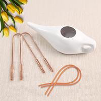 Kit de nettoyage nasal ayurvédique Blossom, pot à neti, gratte-langues en cuivre |   Ensemble de lavage nasal en céramique léger |   Retour à l'école