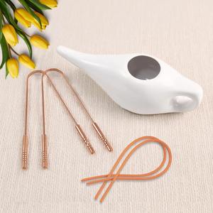 Kit de nettoyage nasal ayurvédique avec gratte-langue en cuivre |   Ensemble de lavage nasal en céramique |   Marque privée - Product Image 5