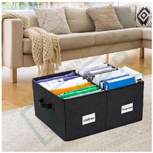 Caja de Almacenamiento Decorativa de Tela con Tapa y Asas, Organizador Plegable de Lino para Ropa, Libros, Juguetes y Lavandería - Product Image 2