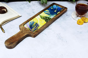 Venta al por mayor bandeja de madera de mango con textura mate platos de melamina y platos para la cena por Falak World Export - Product Image 2