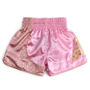 New Arrival Custom Traditional Design Pink Gold Muay Thai Shorts <b>Dragon</b> Embroidery Lightweight Unisex Professional Kickboxing - Product Image 2