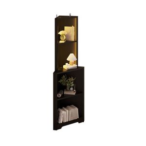FCH 4-Layer L-Shaped <b>Corner</b> Display Rack Particle Board 40*40*165cm Black with LED Light and Power Strip - Product Image 5