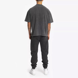 Camiseta Blanca Oversize Corta de Algodón para Hombre, Estilo Urbano, Desgastada, Manga Corta, Cuello Redondo, Ajuste Jersey - Product Image 6