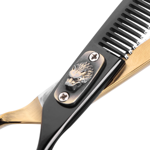 Coffret de Ciseaux Professionnels Noirs et Dorés pour Coiffure – Ciseaux de Coiffure, Tondeuse, Ciseaux à Effiler et Ciseaux de Coupe pour Barbier - Product Image 3