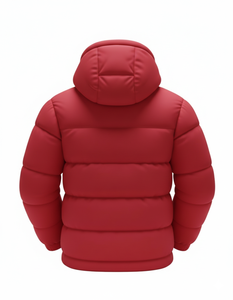Blouson matelassé rouge à capuche pour homme, chaud et épais, coupe-vent décontracté pour l'extérieur, style streetwear, vente en gros OEM - Product Image 2
