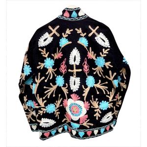 Hand Embroidered Floral Cotrise Quilted Breathable <b>Jacket</b> Mandarin Collar Full Sleeve Women's Autumn Coat 100% Cotton - Product Image 6