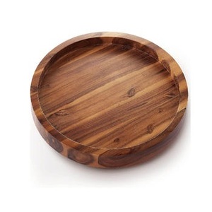 Elegant Dark <b>Walnut</b> Circular Serving Board <b>Dining</b> <b>Table</b> Centerpiece Charger Platter - Product Image 2