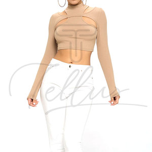 Women Summer Crop <b>Top</b> Solid Color Breathable Yoga Running Sports Fitness <b>Top</b> Casual Ladies T-shirt Long Sleeve Srop <b>Tops</b> - Product Image 3