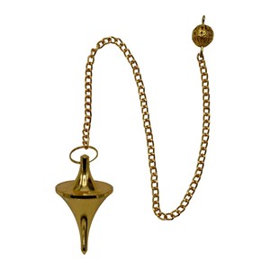 Wholesale Polished <b>Gold</b> <b>Disc</b> Cone Long Feng Shui Pendulum for Energy Healing Divination Environmentally Friendly Art - Product Image 3