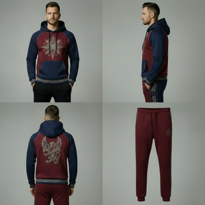 Modern Tech Fabric Tracksuit Men Zip Hoodie And Jogger <b>Pants</b> Set Stylish Training Sportswear Design - Product Image 1