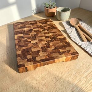 Tabla de cortar de nogal con veta de madera, bloque de carnicero hecho a mano, tabla de picar de madera gruesa, tabla de chef profesional, utensilio de cocina premium - Product Image 5