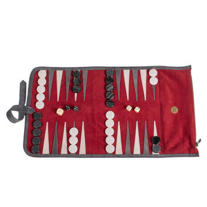 Jeu de backgammon en cuir avec dés, plateau de jeu portable pour voyage, design rouge classique, durable pour adultes - Product Image 1