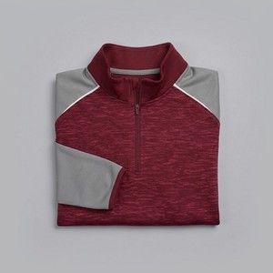 เสื้อสปอร์ตคอตั้งแบบซิป ¼ ตัว สีมารูนเทา สำหรับผู้ชาย ผลิตจากโพลีเอสเตอร์ สำหรับการฝึกซ้อม แห้งเร็ว - Product Image 5