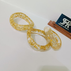 Stylish Transparent Resin Craft Gold Leaf Bangles Chunky Acrylic Bracelet Set Handmade Trendy Jewelry - Product Image 3
