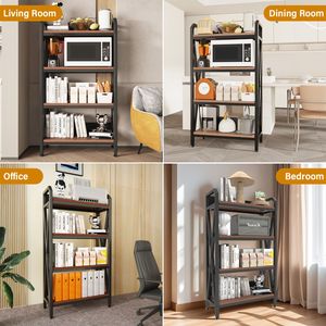 Étagères de rangement pour boulanger, 4 niveaux, 56,30 pouces, 27,60 pouces, en métal et en bois, organisateurs de cuisine, modèle D0100X3A04P, pour rangement, garage - Product Image 3