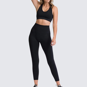 Conjunto de yoga de 2 piezas para mujer 2026 al por mayor, sin costuras, sin mangas, elástico, 100% poliéster, cintura alta, ecológico - Product Image 6