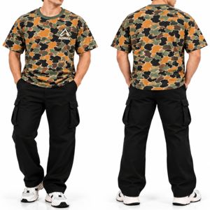 เสื้อยืดคอกลมแขนสั้นทรงโอเวอร์ไซส์ลายทางผ้าฝ้ายเจอร์ซีย์ 100% พิมพ์ลายเลเซอร์สไตล์สตรีทสำหรับผู้ชาย AGREE - Product Image 1
