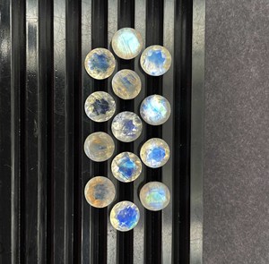 Lot de pierres précieuses en pierre de lune arc-en-ciel naturelle, taille ronde, 9 mm, certifiées IGI, pour la fabrication de bijoux, boucles d'oreilles et pendentifs - Product Image 2