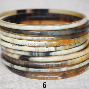 กำไลข้อมือกว้างธรรมชาติ unisex เขาควายสีดำสีน้ำตาลทองแดงสีเหลืองทองเพชรของที่ระลึกงานแต่งงาน - Product Image 6