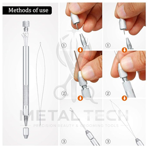 Latch Hook Loop Needle Micro Ring Hair Extension <b>Threading</b> <b>Tool</b> Detachable Head Silver Styling Accessories Export - Product Image 4
