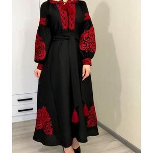 Vestido de Novia Bordado Estilo Bohemio Étnico para Mujer, Diseño Sólido Informal con Cintura Natural y Largo hasta la Rodilla - Product Image 3