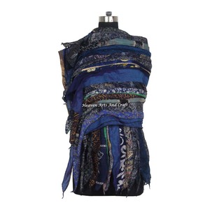 Old Vintage Poly-<b>Silk</b> 15 Strips Sari Handmade Stole <b>Scarves</b> Neckwear Multi-Functional Gift Recycled Sari Patches - Product Image 1