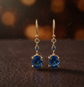 4.5 Inch Blue Hydro Round Stone <b>Earrings</b> 925 Sterling <b>Silver</b> 18K Gold Plated <b>Long</b> Dangle <b>Earrings</b> Lightweight Designer Jewelry - Product Image 5