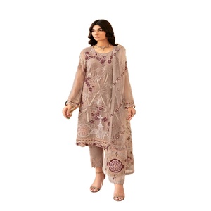 ชุดเดรส Anarkali สำหรับผู้หญิงผ้าชีฟองปักลาย3ชิ้นสำหรับงานแต่งงานชุดส่าหรี - Product Image 1