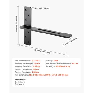 Supporti a T in Acciaio Solido, Capacità 200 Libbre/90 kg, Spessore 5mm, 16x2.89x12/406.4x73.5x304.8 mm per Letti - Product Image 4