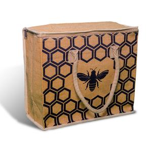 Large Eco Friendly Jute Picnic Tote <b>Bag</b> with Long Shoulder Handles - Product Image 1