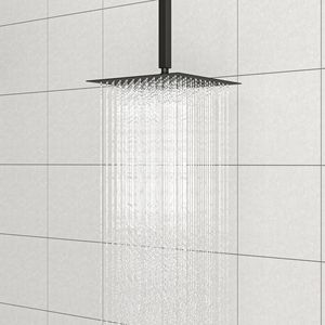 Set di accessori per bagno con braccio doccia da soffitto nero opaco da 8 pollici con flangia - Product Image 4