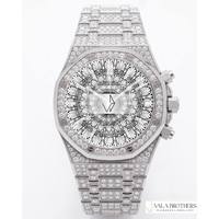 Luxuriöse Quarzuhr mit Diamant-Moissanit-Einlage, Analog, 41mm Edelstahl-Armband, Glaszifferblatt, Datumsanzeige, Druckknopf-Verschluss