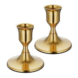 Support de bougie pour décoration intérieure, bougie conique en métal |   Support de bougie de table vintage doré, base antidérapante, résistant à la chaleur - Product Image 1