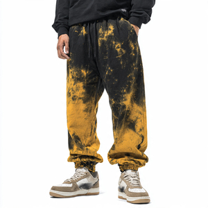 <b>Men's</b> <b>Tie</b> Dye Sweatpants Elastic Waist Drawstring Casual Joggers <b>Black</b> Gray Washed Knitted Cotton Street Style Autumn Wear - Product Image 6