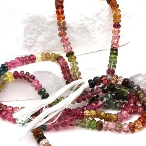Cuentas facetadas de turmalina multicolor tipo sandía de 5 mm para la fabricación de joyas, hilo de cuentas para pulseras y collares DIY - Product Image 2