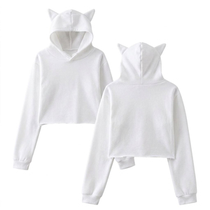 Women's Hoodie <b>Long</b> <b>Sleeve</b> <b>Cropped</b> Casual Knitted Sweatshirt Autumn Wear Cotton Blend Hooded Design - Product Image 5