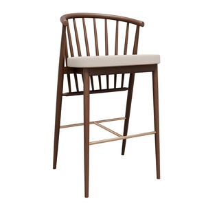 Tabouret de bar en bois massif de qualité supérieure, écologique, durable, résistant à l'eau, avec coussin confortable et repose-pieds pour usage commercial - Product Image 1