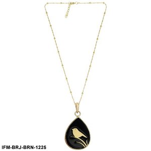 Pendentif artisanal tendance en laiton doré avec oiseau en émail noir pour femme, chaîne ajustable résistante au ternissement, idéal pour les fiançailles - Product Image 1