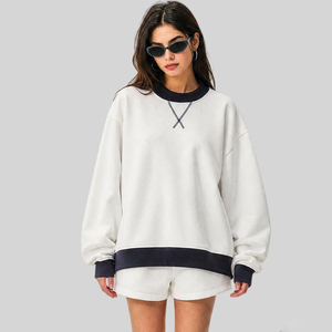 <b>Women's</b> Oversized Crew Neck <b>Sweatshirt</b> Solid Color Drop Shoulder <b>Long</b> Sleeve Casual Wear <b>Women</b> <b>Sweatshirt</b> - Product Image 1