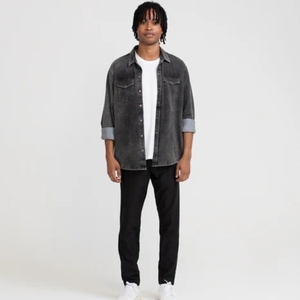 Camisa de mezclilla de algodón personalizada para hombre, de corte recto y holgado, estilo lavado, con hombros anchos, de moda, ¡Gran oferta! - Product Image 2