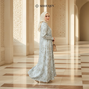 Shouqin Alayla - Elegante Vestido Largo Musulmán de Satén de Seda con Botones Delanteros para Mujer, Manga Larga, Abaya Modesta, Tallas Grandes XS-XXL - Product Image 2