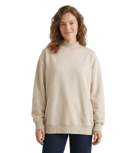 Suéter de cuello simulado de felpa estampado oversize para mujer, transpirable, de ajuste relajado, manga larga, estilo urbano informal para invierno - Product Image 3