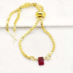 Garnet Quartz Slider <b>Bracelet</b> 6x4mm Tiny Gemstone <b>Adjustable</b> Dainty Handmade Charm Jewelry Gift Women - Product Image 4