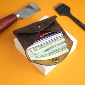 Minimalist One Piece Leather <b>Wallet</b> Stitchless Design Genuine Leather Slim Card <b>Holder</b> Custom Brand Logo LSSW-0042 - Product Image 3