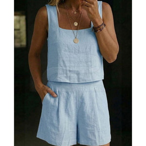 Summer Fashion 2026 Women Summer Shorts Set Two Piece Short Suit With Comfortable <b>Top</b> Matching Shorts And Lightweight Fabric - Product Image 5