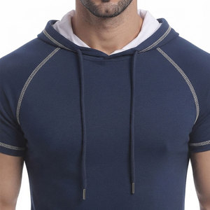 Short Sleeve Lining Design Men's Hoodie Best Selling Product Indoor Outdoor Gym Workout Training Fitness Wear Wholesale Hoodie - Product Image 6
