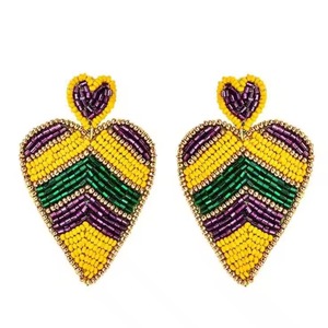 Boucles d'oreilles pendantes bohèmes colorées en cristal tressé et perlé, motif floral, faites à la main, ethniques, pour femme - Product Image 3