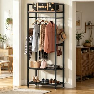 Appendiabiti a Doppio Livello Autoportante in Metallo e Ferro per Armadio e Soggiorno, Versatile Soluzione per Conservare Vestiti e Scarpe - Product Image 1